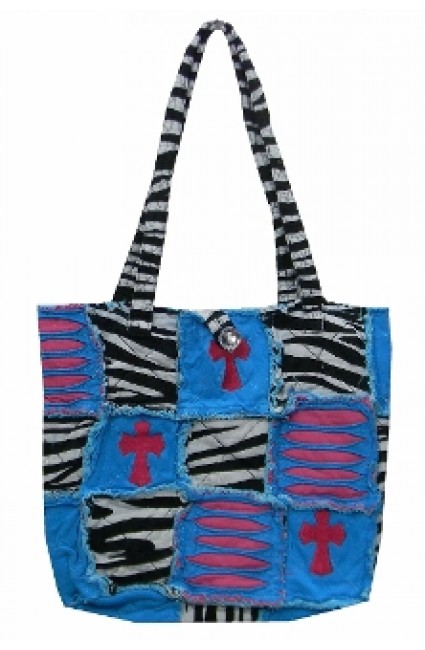 Patch Work Tote Bag-CPP9002 /BLU